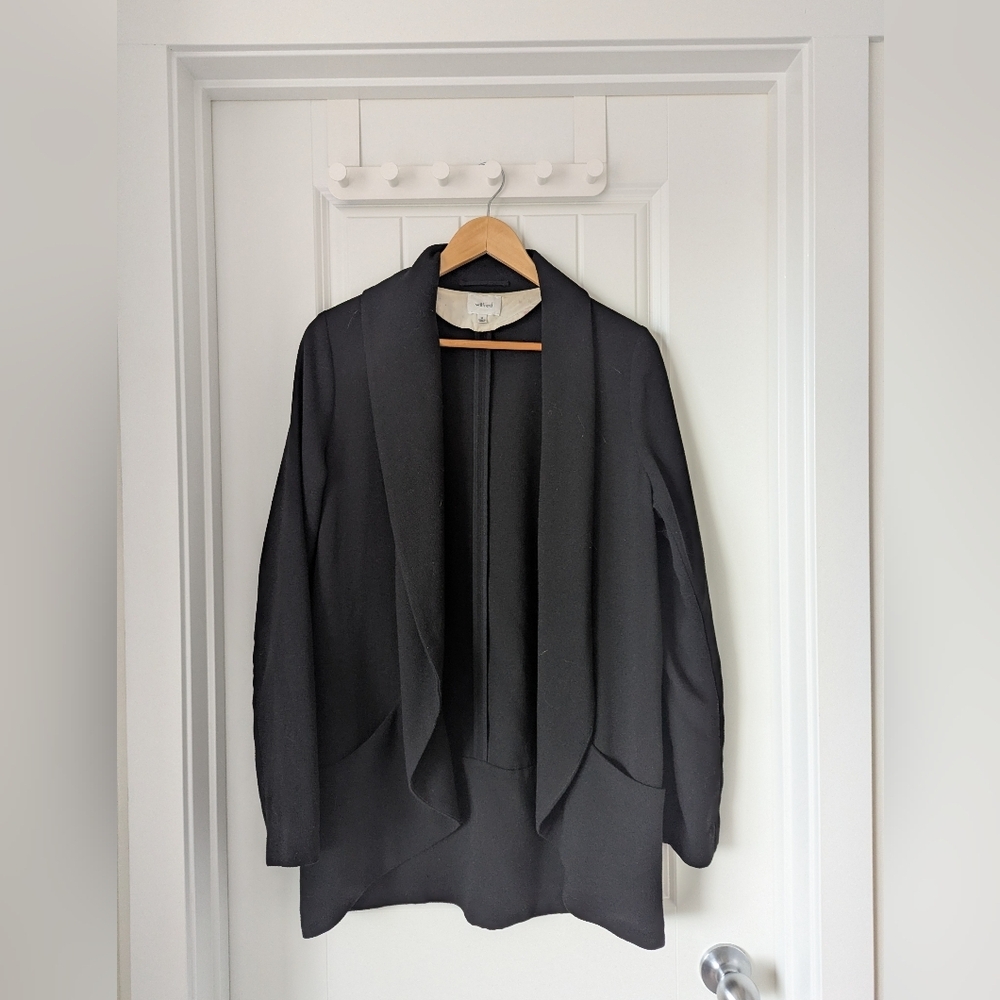 Aritzia Wilfred Chevalier Blazer Long Sleeves Crepette Fabric Black Size 10